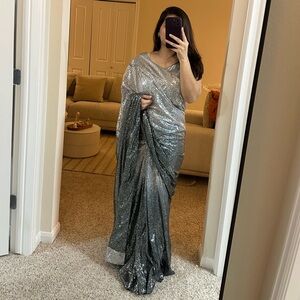 Sequins saari for sale - new - not worn - white and black ombre